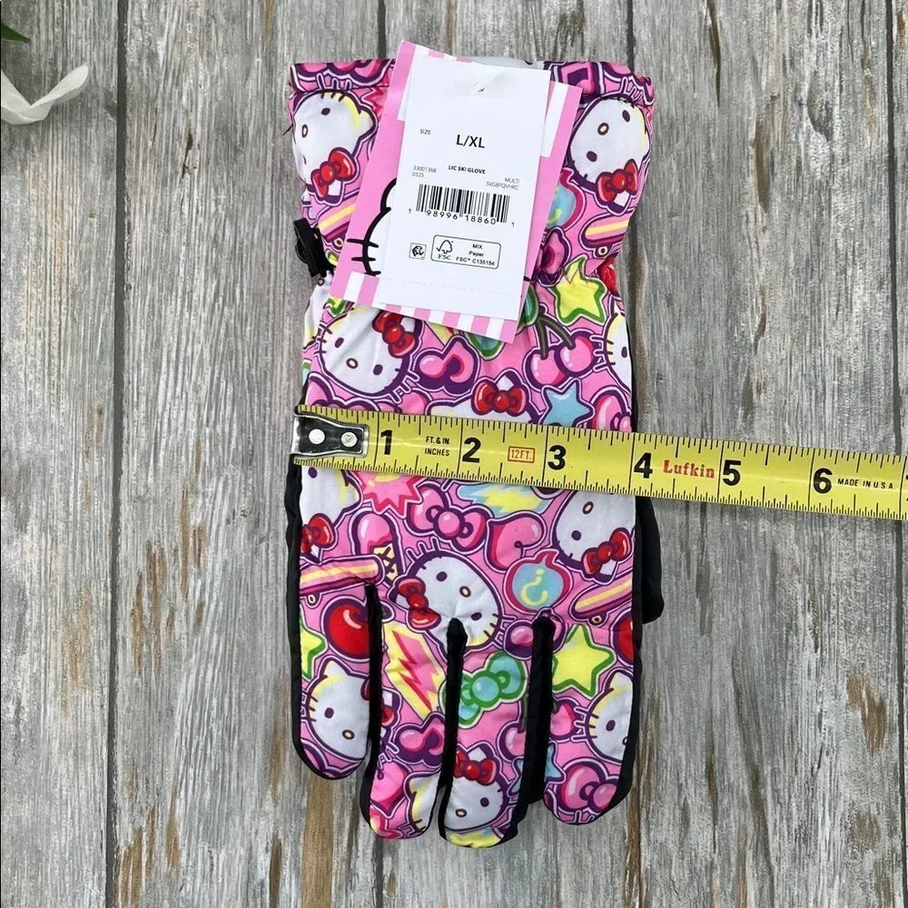 Hello Kitty Pink Beanie Hat & Gloves 3-Piece Set
